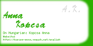 anna kopcsa business card